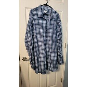 Peter Millar Men's 2XT Blue Plaid Performance Long Sleeve Button Down Shirt Big